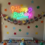 Happy Birthday Neon Sign – Party Backdrop, Custom Gift 4