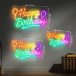 Happy Birthday Neon Sign – Party Backdrop, Custom Gift 5
