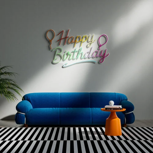 Happy Birthday Neon Sign – Party Backdrop, Custom Gift