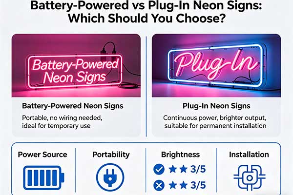 Battery-Powered vs Plug-In Neon Signs: Which Should You Choose?