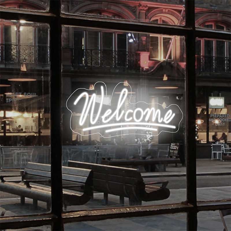 LED Neon “Welcome” Sign for Storefront Window Glass 4