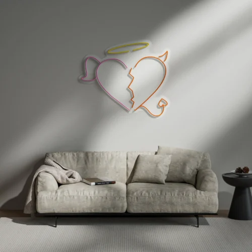 Angle & Devil Heart Neon Sign for Bedroom Game Room