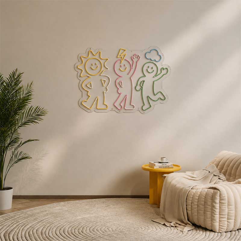 Three Weather Guys Neon Sign – Whimsical Decor for Kids 2