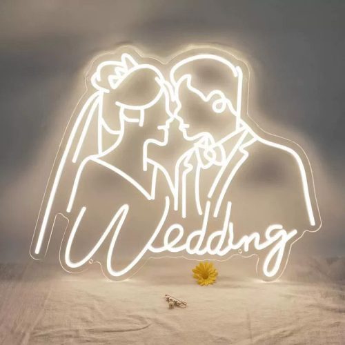 Wedding Silhouette Neon Sign – For Engagement Party, Stage Backdrop & Event Decoration