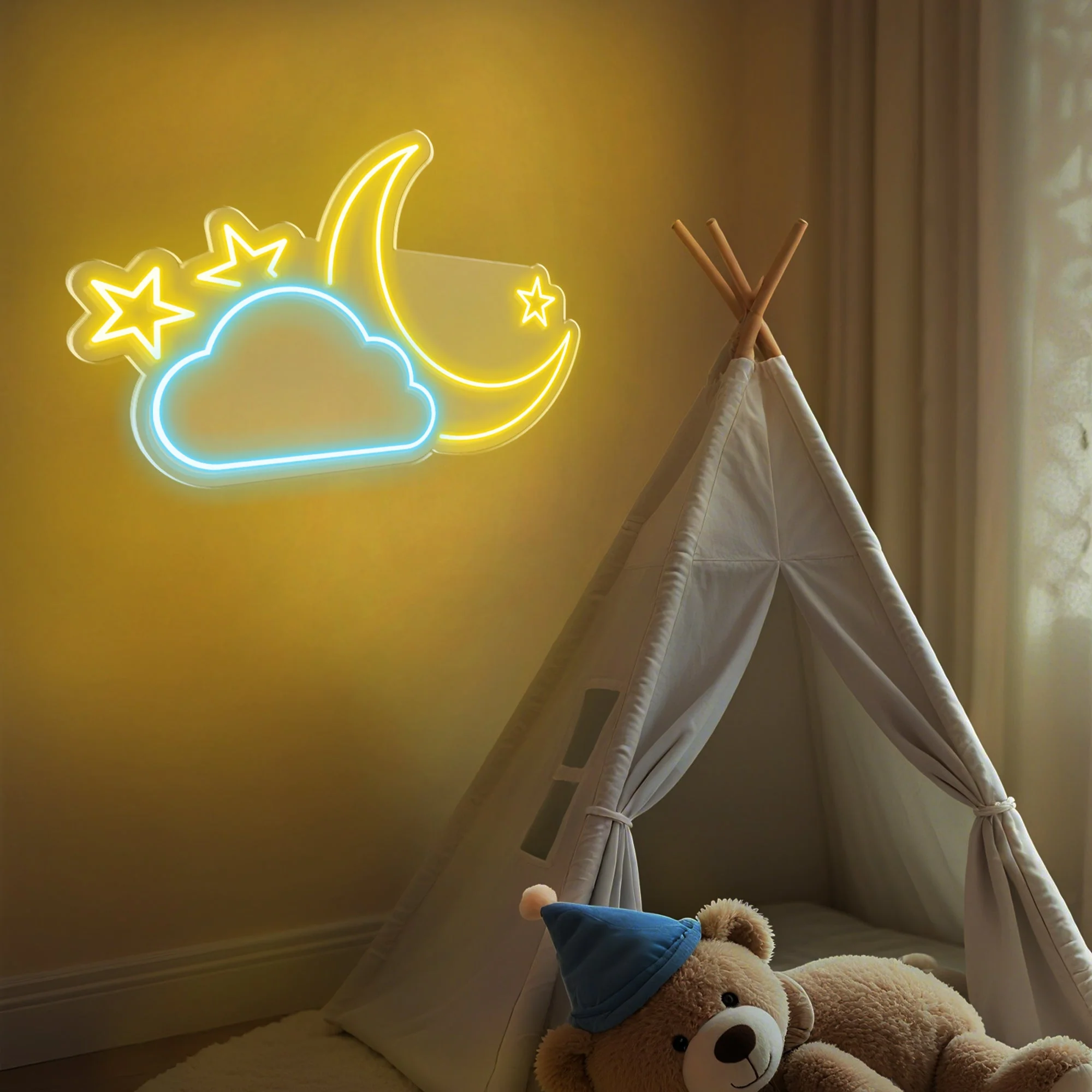 Moon, Cloud & Star Neon Sign 3