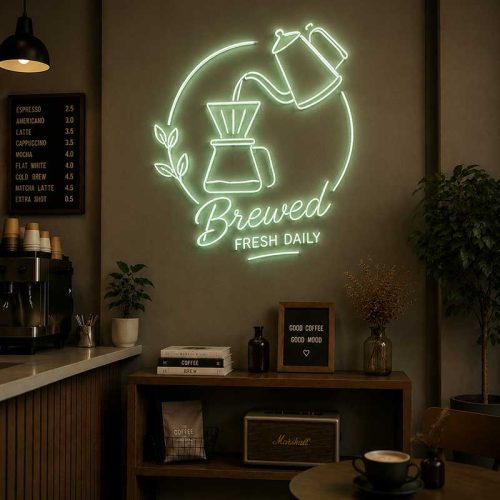 Brewed Fresh Daily Coffee Neon Sign
