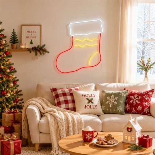 Christmas Socks Neon Sign – Festive Decor & Cozy Gift Idea