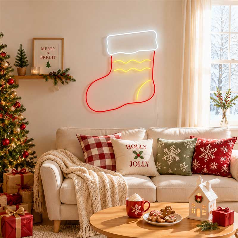 Christmas Socks Neon Sign – Festive Decor & Cozy Gift Idea