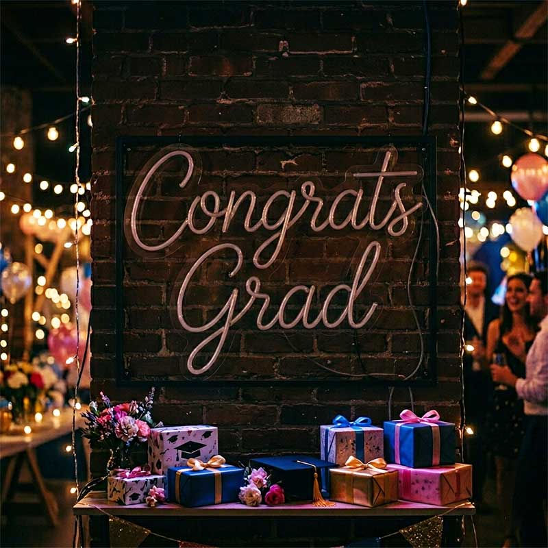 Congrats Grad – Custom LED Neon Sign for graduation celebration – Y SIGNS