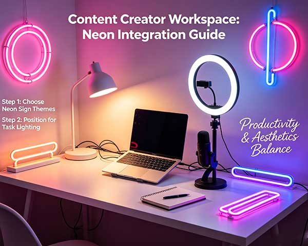 Content Creator Desk Setup: Neon Sign Ideas