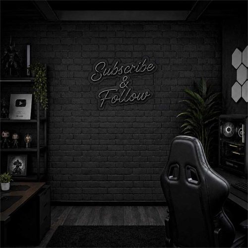 Subscribe & Follow – Neon Gaming Icon