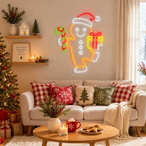 “Gingerbread Joy” Christmas Neon Sign – Festive