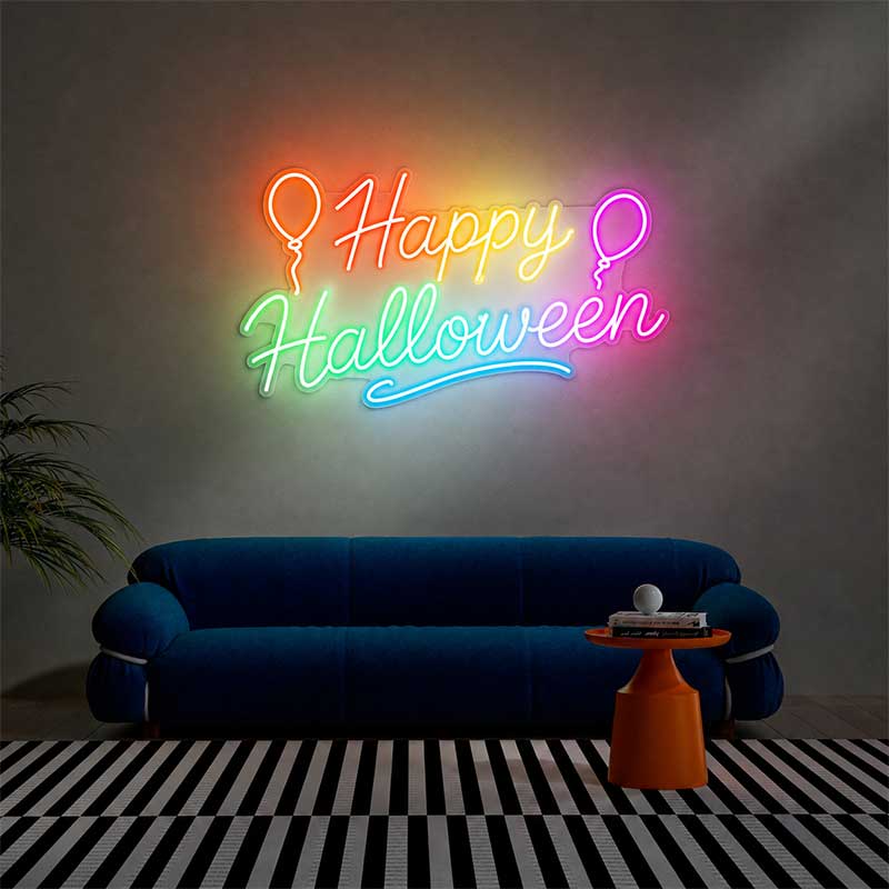 Happy Halloween Neon Sign – Party Backdrop & Custom Gift