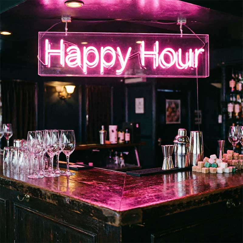 Happy Hour Neon Sign – LED Bar Promotion Light 3