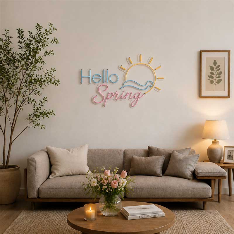 “Hello Spring” Neon Sign – Beach Houses, Patios & Pool Decor 2