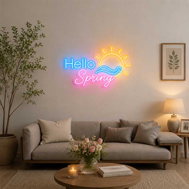 “Hello Spring” Neon Sign – Beach Houses, Patios & Pool Decor
