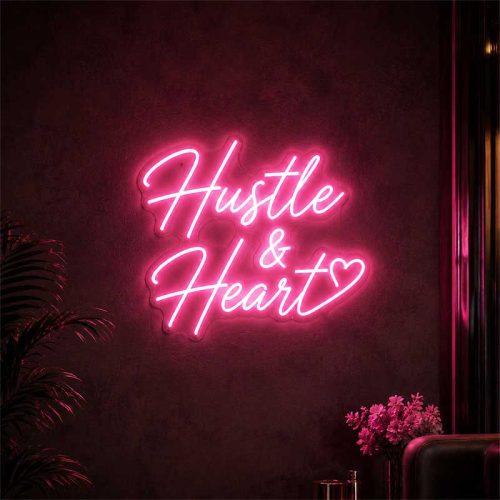 Hustle & Heart Neon Sign – Entrepreneur Light for Startups
