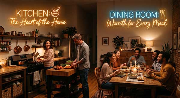 Kitchen and Dining Room Neon Signs: Warmth for Every Meal