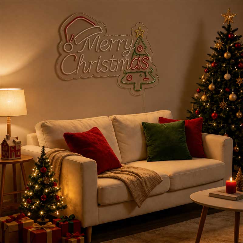 Merry Christmas Neon Sign – Festive Holiday Wall 2