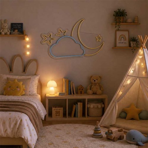 Moon, Cloud & Star Neon Sign