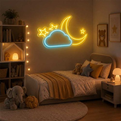 Moon, Cloud & Star Neon Sign