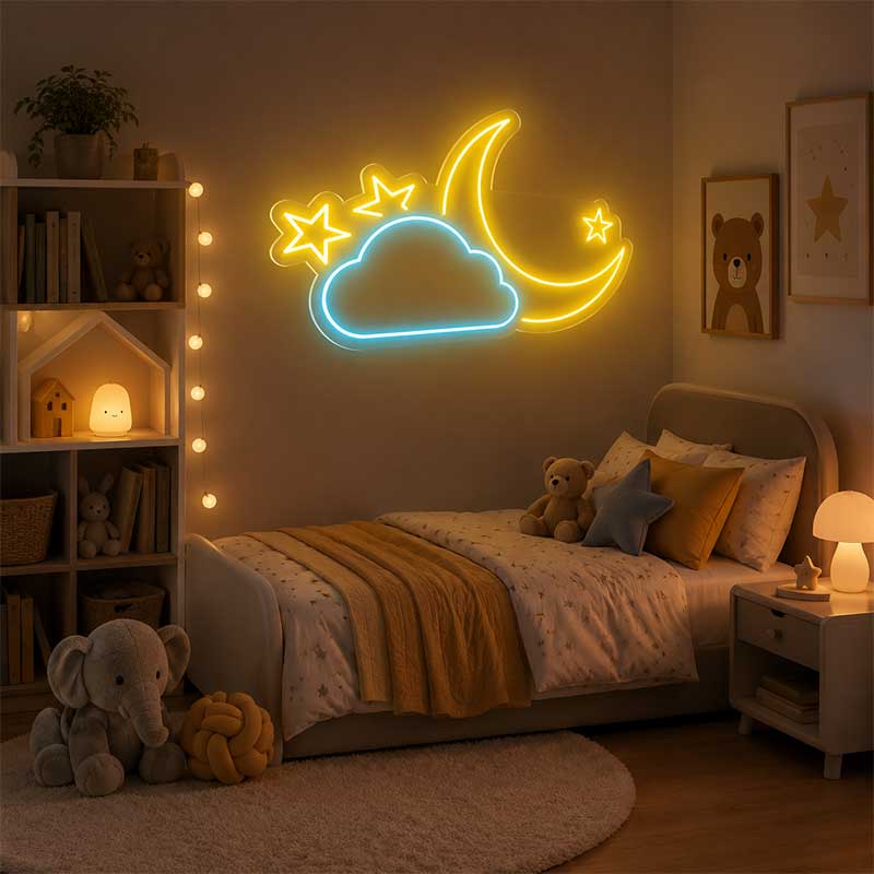 Moon, Cloud & Star Neon Sign