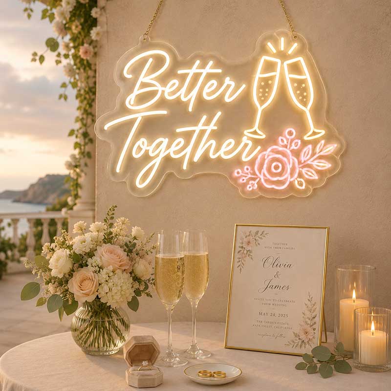 “Olivia & Fames” Better Together – Wedding Neon Sign 3