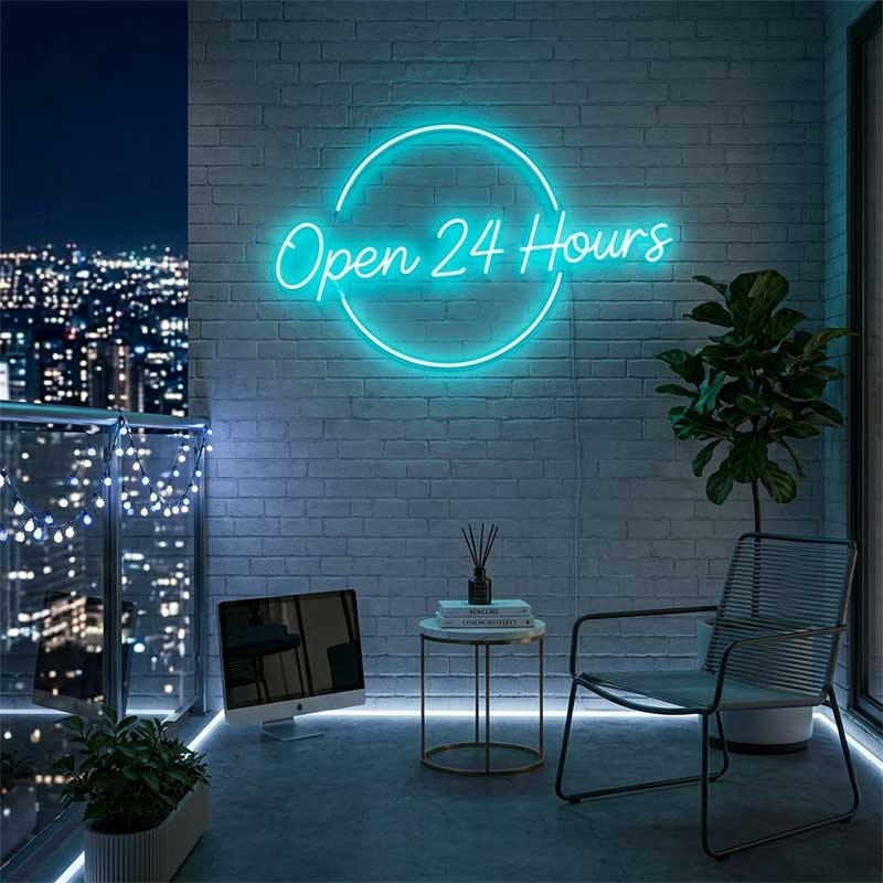 Open 24 Hours Neon Sign – LED Business Light 3