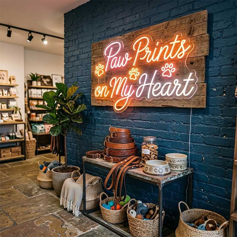 Paw Prints on My Heart – Custom LED Neon Sign 3