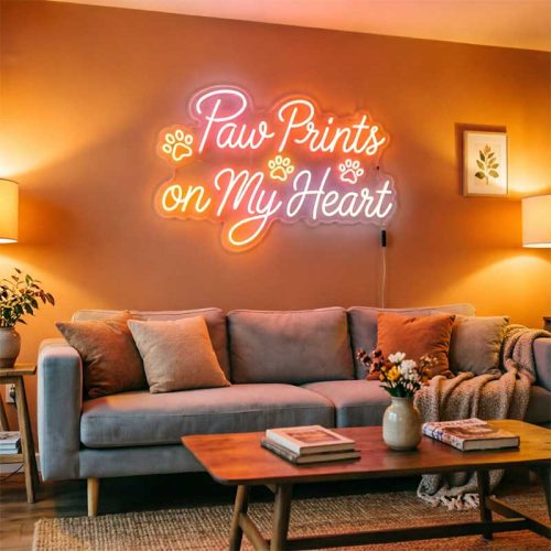 Paw Prints on My Heart – Custom LED Neon Sign