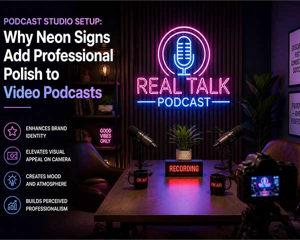 Podcast Studio Setup: Neon Signs for Pro Video
