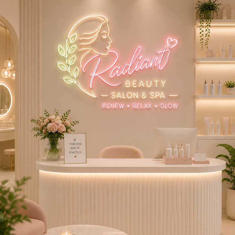 Radiant Glow Neon Sign – Elevate Your Salon & Spa Sanctuary