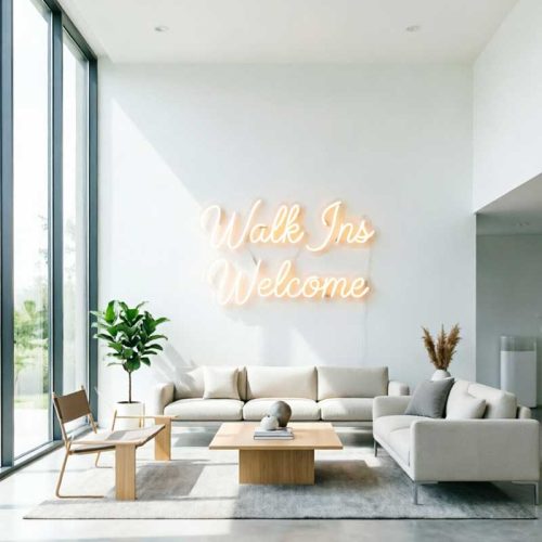 Walk Ins Welcome Neon Sign – LED Hair Salon Light