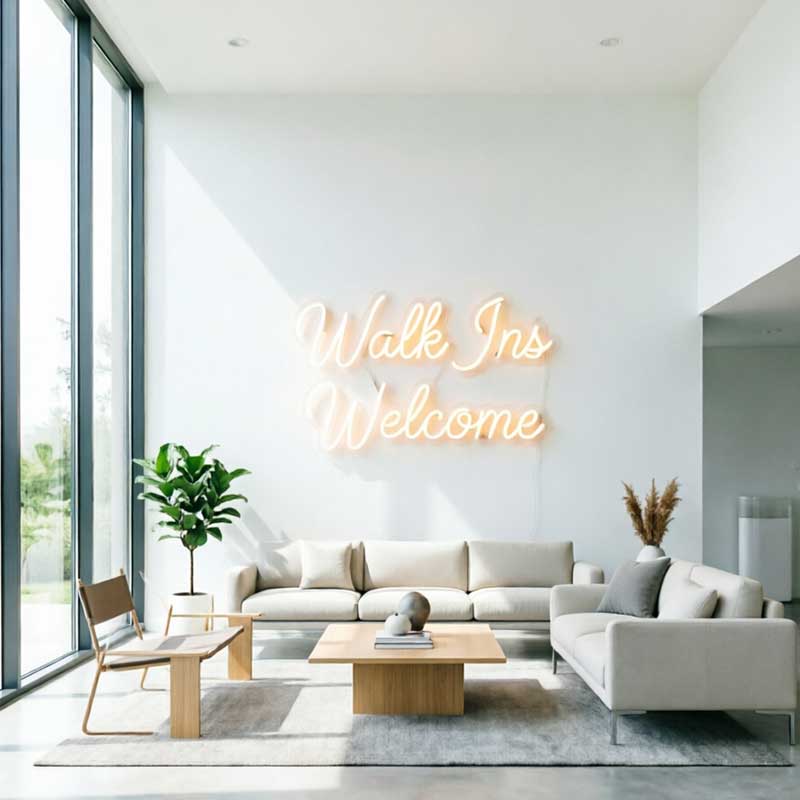 Walk Ins Welcome Neon Sign – LED Hair Salon Light