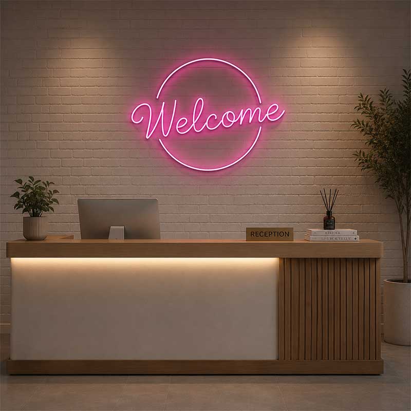 Welcome Neon Sign – For Home Business Entryway & Front Door