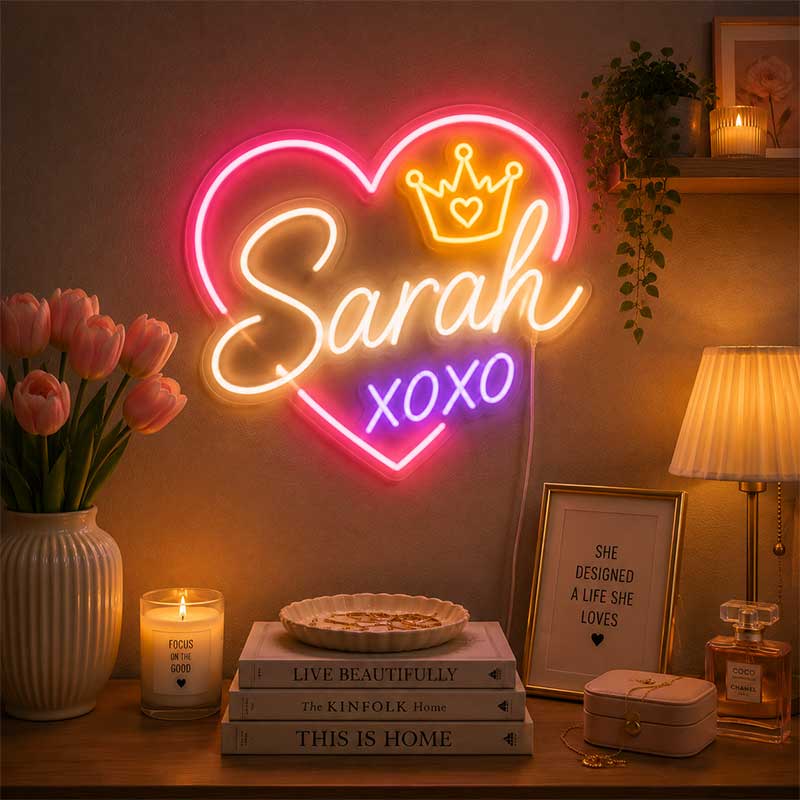 “XO Sarah” Custom Neon Sign – A Glowing Hug for Any Occasion 3