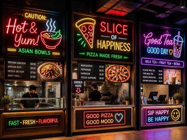 Food Court Neon Signs for Small Stalls: Big Impact in Tight Spaces