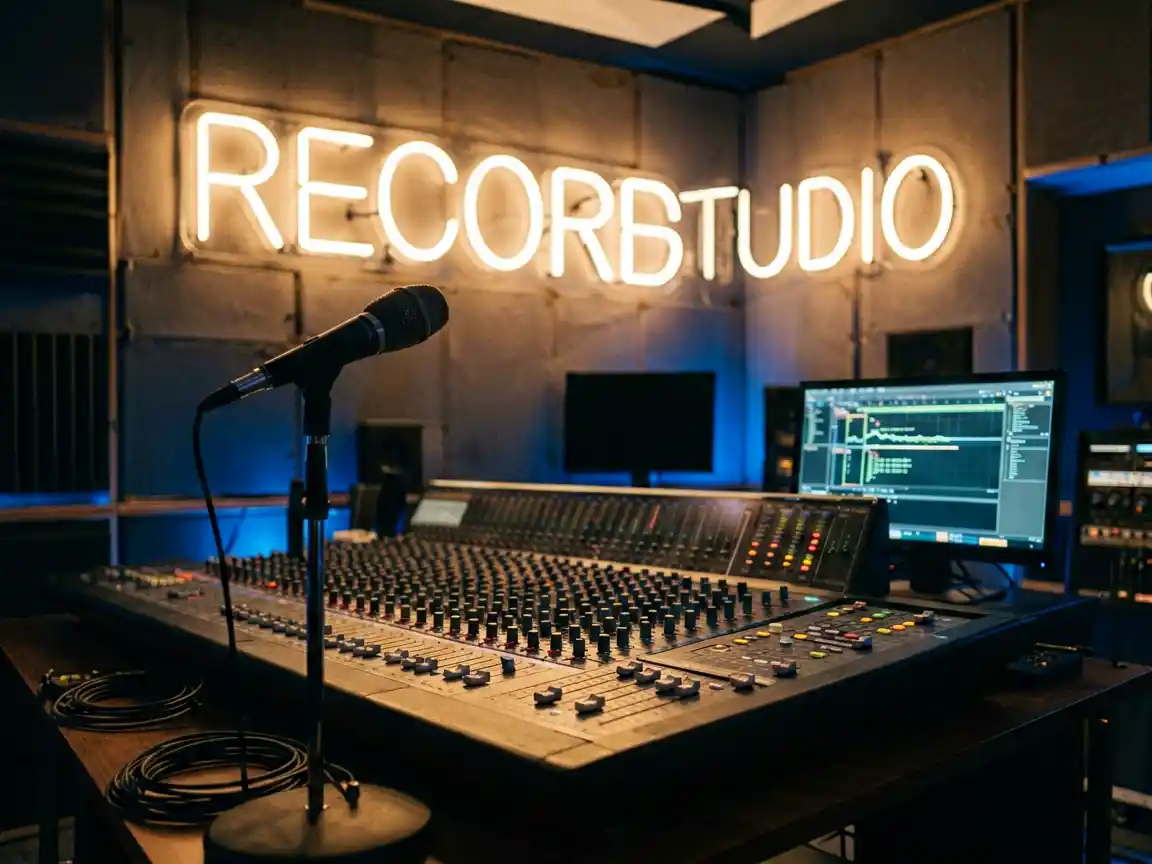 Music Studio Neon Signs: Quiet, No Mic Buzz